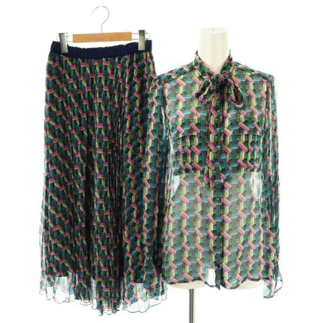 【中古】グレースコンチネンタル 23SS セットアップ キカプリントブラウス スカート 総柄 36 マルチカラー レディース