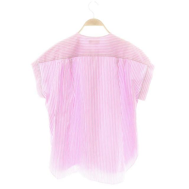 極美品 ドゥロワー Drawer コットンストライプフロントレースブラウス