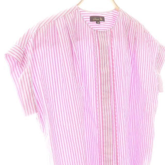 Drawer コットンストライプフロントレースブラウス　38 Drawer（ドゥロワー）の「Drawer コットンストライプフロント