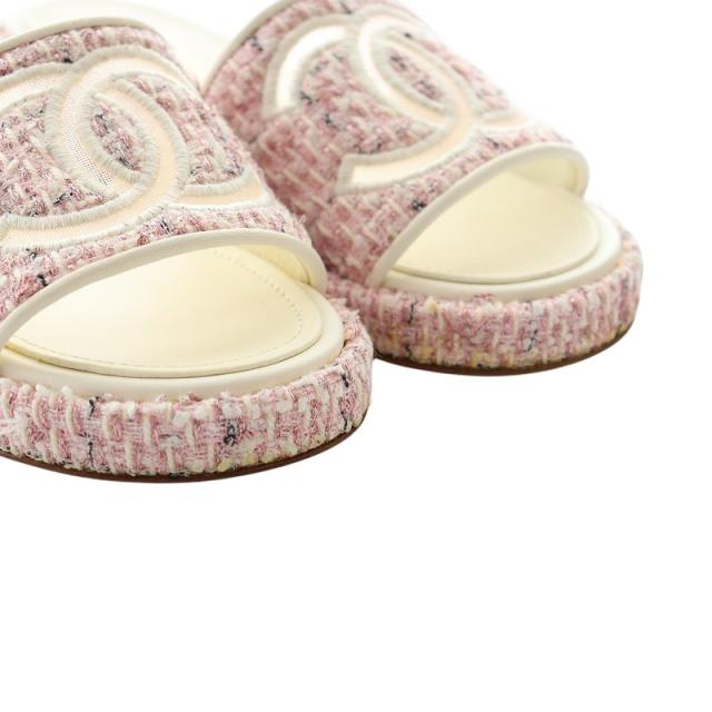 中古】シャネル CHANEL ココマーク ツイード サンダル ミュール