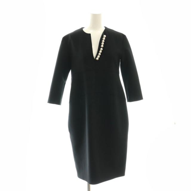 YOKO CHAN 7分袖 パールワンピース ブラック / 36 二子玉) ヨーコ