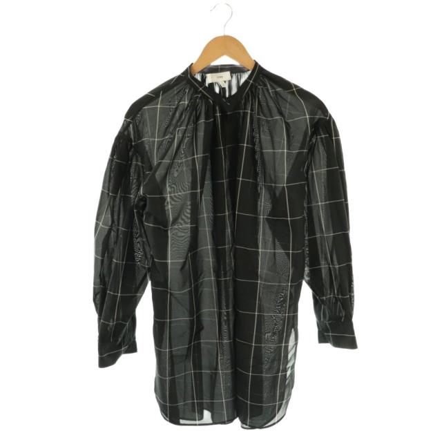 【中古】ハイク HYKE PLAID GATHERD SHIRT チェックシャツ 長袖 1 ブラック 15159 /DF ■OS レディース