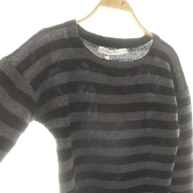中古】クリスチャンディオール カシミヤ ボーダーニット BEE刺繍