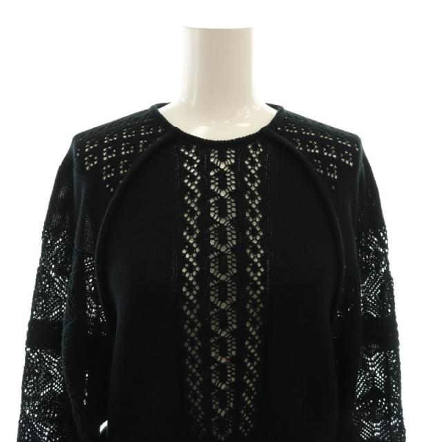 マメクロゴウチ  Mame Kurogouchi 25SS Lace Knitted Top ニット セーター プルオーバー クロップド 1 黒 /CX ■OS レディース Lace Knitted Top - black - Mame Kurogouchi
