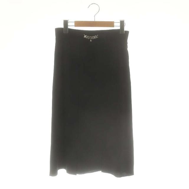 【中古】エルメス HERMES シルク ベル装飾 ミディスカート 台形スカート 36 ブラック /ES ■OS レディース