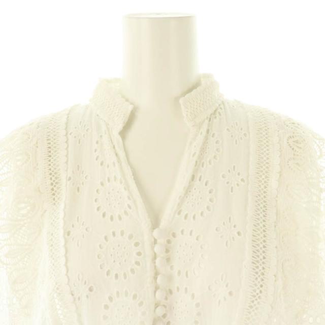 【中古】ヌキテパ NE QUITTEZ PAS! 23SS Cotton Hemla Mix Lace Blouse ブラウス レース 刺繍 長袖 ホワイト 中古】ヌキテパ NE QUITTEZ PAS! 23SS Cotton Hemla Mix Lace Blouse