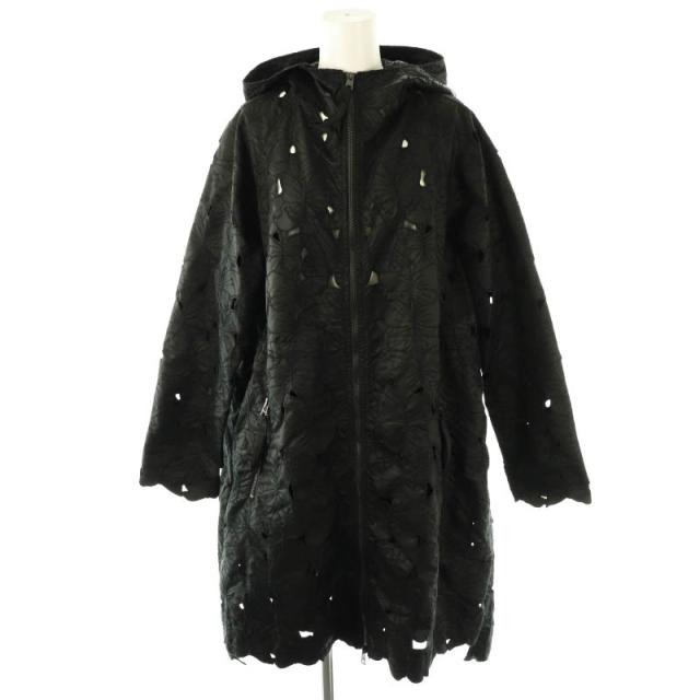 【中古】レッド ヴァレンティノ カットワークフラワー刺繍ジップアップジャケット フード 38 ブラック /DO ■OS