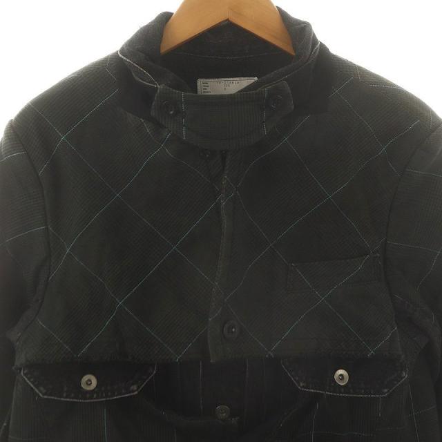 ［美品]sacai ジャケット　kolor ジャケット　チェック　ドッキング 中古】サカイ sacai 19SS ドッキング デニム ジャケット チェック 2