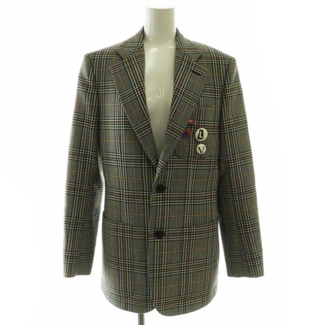 【中古】ルイヴィトン 21SS セットアップ 上下 テーラードジャケット 台形スカート ミニ ラップ調 34 グレー 黒