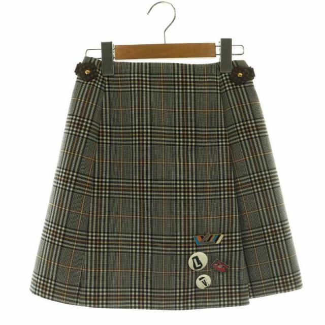 【中古】ルイヴィトン 21SS セットアップ 上下 テーラードジャケット 台形スカート ミニ ラップ調 34 グレー 黒