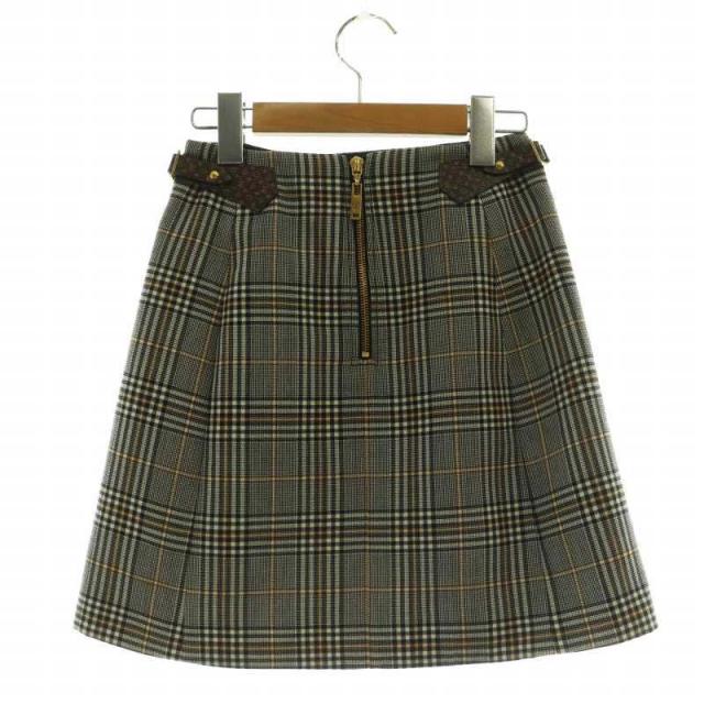 【中古】ルイヴィトン 21SS セットアップ 上下 テーラードジャケット 台形スカート ミニ ラップ調 34 グレー 黒