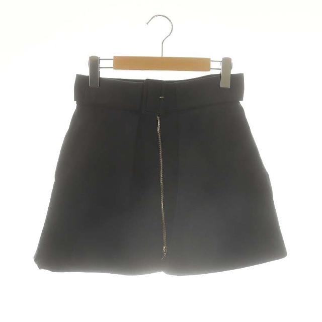 【中古】パトゥ Patou リサイクルサテン ジップアップ ミニスカート 台形スカート 36 ブラック /DF ■OS レディース