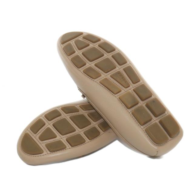 【中古】プラダ PRADA ドライビングシューズ ローファー レースアップ レザー 35.5 21.5cm ベージュ 1DD070