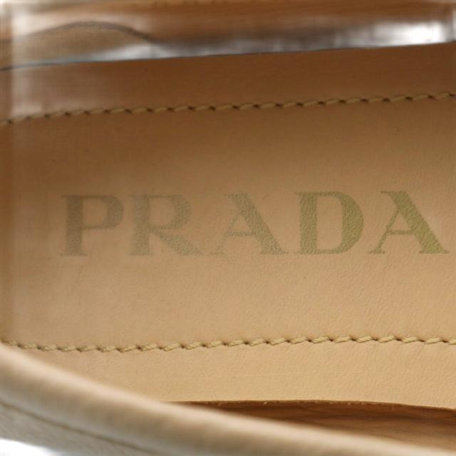 【中古】プラダ PRADA ドライビングシューズ ローファー レースアップ レザー 35.5 21.5cm ベージュ 1DD070