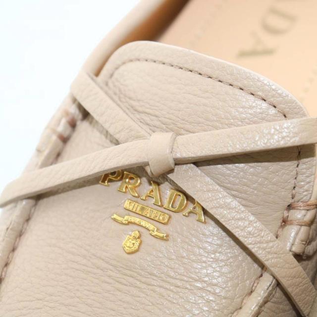 【中古】プラダ PRADA ドライビングシューズ ローファー レースアップ レザー 35.5 21.5cm ベージュ 1DD070