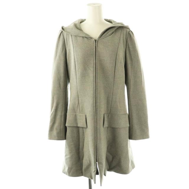 【中古】ルネ Rene ドット柄中綿ジップコート フード 38 グレー /MI ■OS レディース