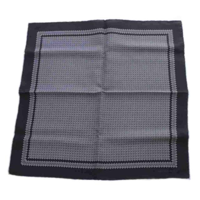 HERMES ネイビー シルク ハンカチ エルメス Hermes HERMES ハンカチ 46×46 Hレリーフ ジャガードH