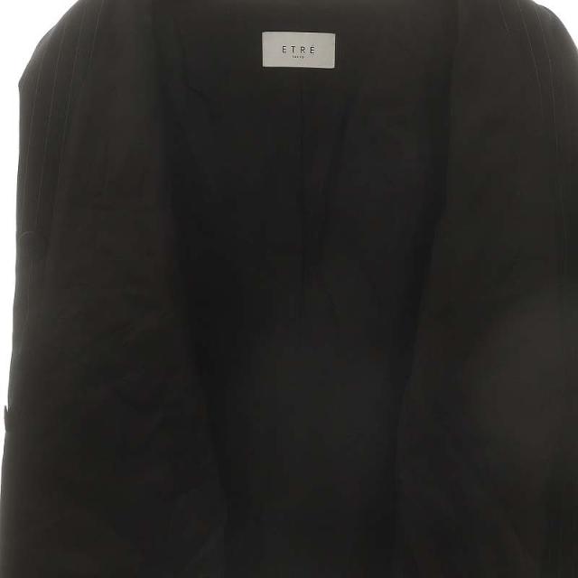 【中古】リムアーク rim.ark  ストライプ柄 ノーカラージャケット ダブル S ブラック ホワイト /ES ■OS レディース 中古】リムアーク rim.ark ストライプ柄 ノーカラージャケット ダブル