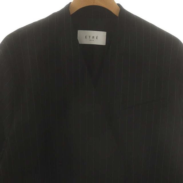 中古】リムアーク rim.ark ストライプ柄 ノーカラージャケット ダブル