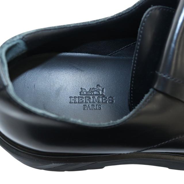 【中古】エルメス HERMES ハリストン フリンジ ローファー シューズ プラットフォーム レザー 37 24.0cm 黒_6