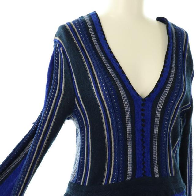 中古】マメクロゴウチ Stripe HAMAGURI Knit Peplum One-Piece