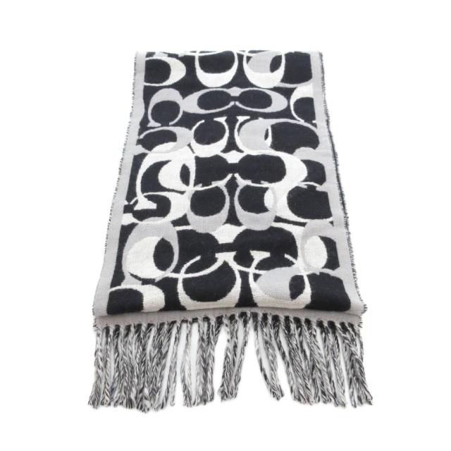 COACH　コーチ　マフラー　ニット　シグネチャー　ウール　カシミヤ　ブラック コーチ マフラー ケーブルニット スカーフ メンズ