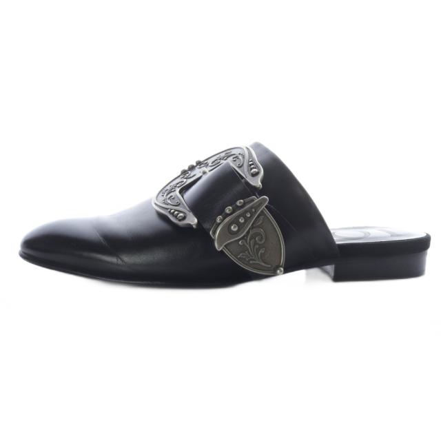 【中古】ロエベ LOEWE パンプス フラット アナグラム バックル レザー 36 ブラック /YO4 レディース