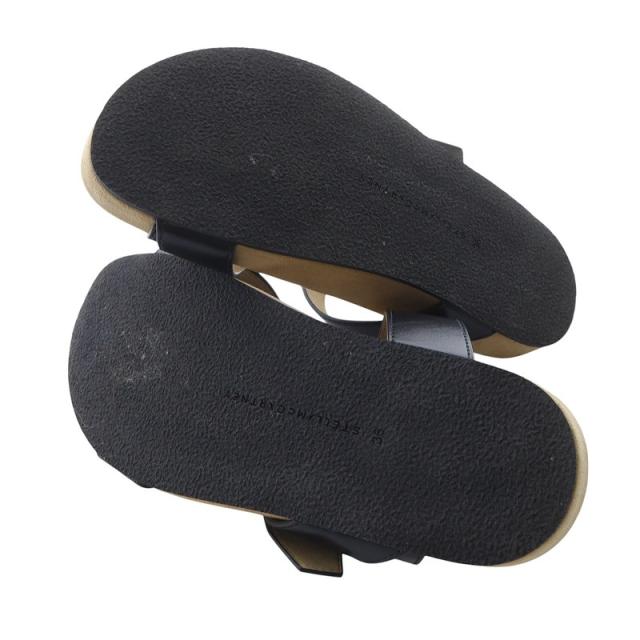 【中古】ステラマッカートニー ガイア フラットサンダル ストラップ レザー 36 22.5cm 黒 /SR40 ■SH レディース