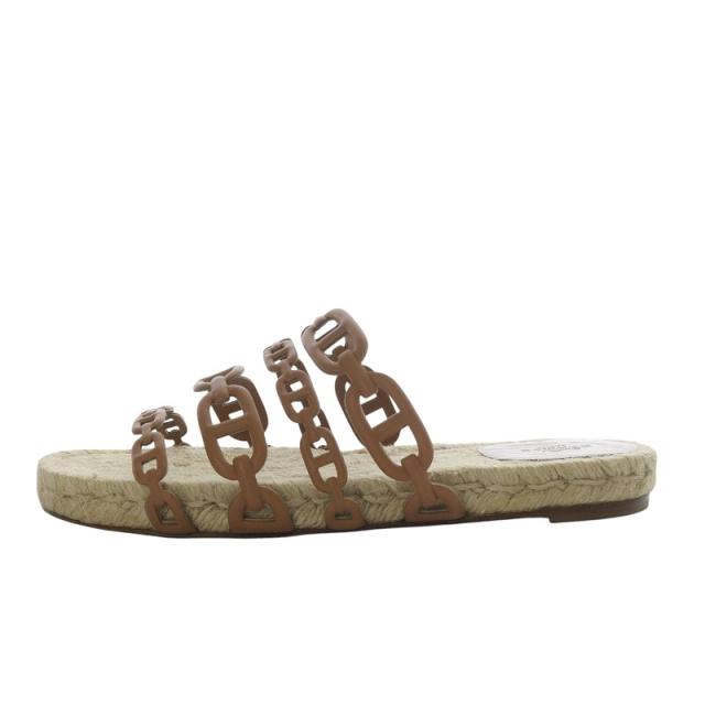 エルメス アンコーヌ シェーヌダンクル サンダル フラット ブラウン 34 エルメス アンコーヌ シェーヌダンクル サンダル フラット ブラウン 34