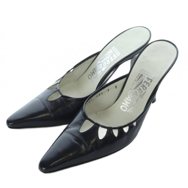 Ferragamo サルバトーレフェラガモ ブラック ミュール M15〓 箱付き