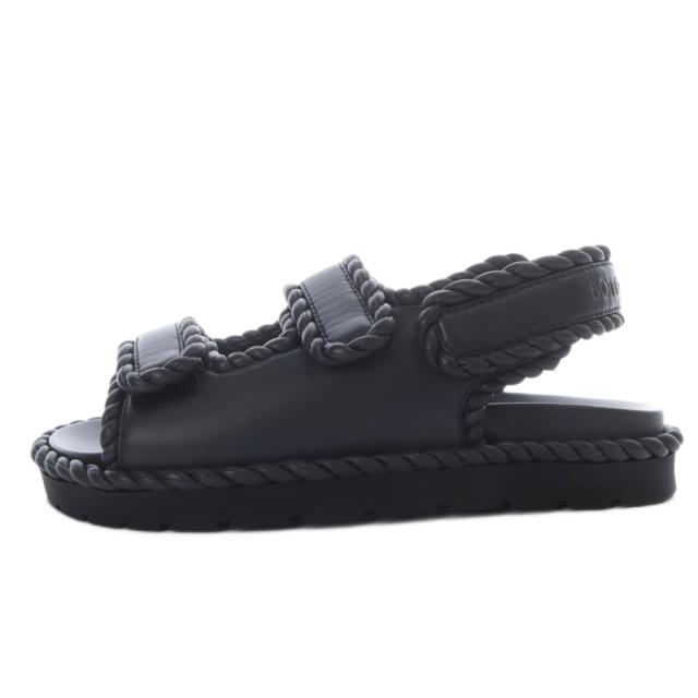 【中古】未使用品 ボッテガヴェネタ BOTTEGA VENETA JACK FLAT SANDAL サンダル フラット ベルクロ レザー 37 グレー