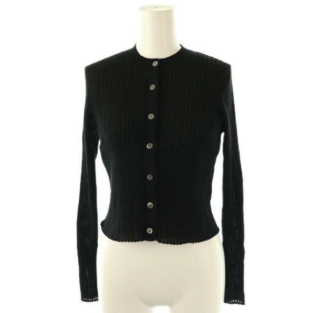 25SS サクラ CO/NY FINE TWIST RIB CARDIGAN 黒 Long Sleeve Rib