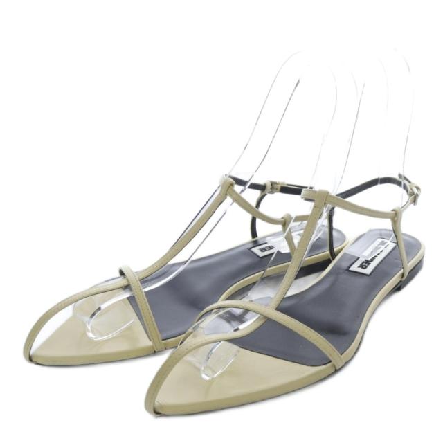 【中古】未使用品 ジルサンダー JIL SANDER サンダル フラット ポインテッドトゥ 37 アイボリー J15wp0081