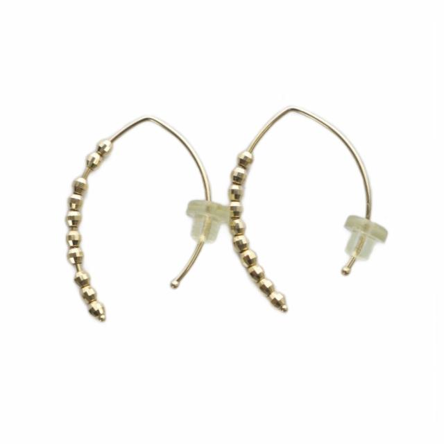 MIZUKIミズキ フープピアス 両耳 イエローゴールド14Kブラック ストーン MIZUKIミズキ フープピアス 両耳 イエローゴールド14Kブラック