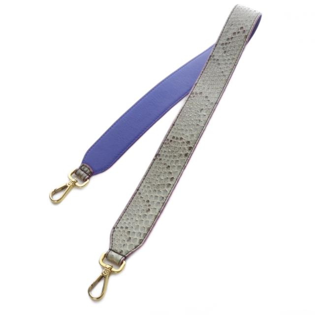 【中古】フェンディ FENDI ストラップユー ショルダーストラップ パイソン レザー バイカラー グレー パープル