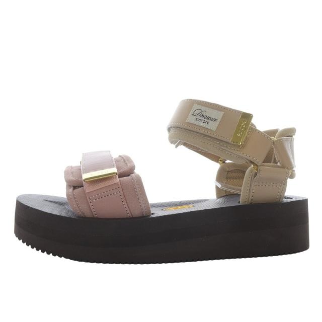 【中古】未使用品 スイコック suicoke Drawer Platform スポーツサンダル プラットフォーム  24cm ピンク ベージュ