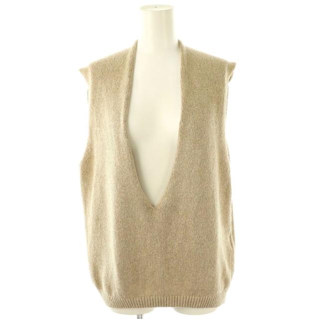 【中古】ミューズ ドゥーズィエム クラス MUSE de Deuxieme Classe 25SS Lily Linen Vネック ベスト ニット ベージュ
