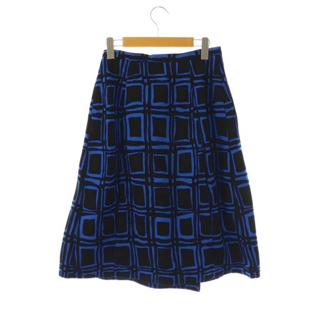 中古】未使用品 マルニ MARNI 総柄ラップスカート ロング フレア 36  