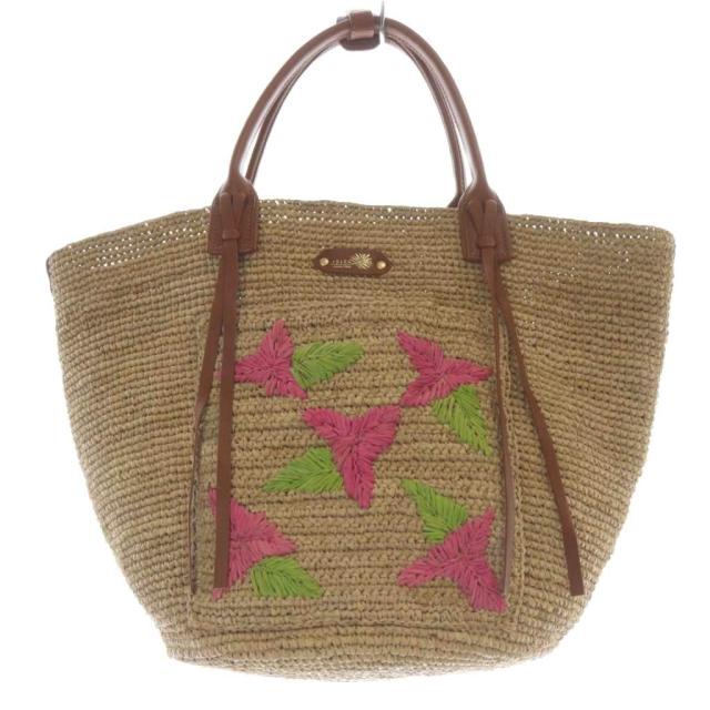 【中古】イビサ IBIZA ラフィア フラワー ハンドバッグ ハンドバッグ 茶 ブラウン /SR レディース