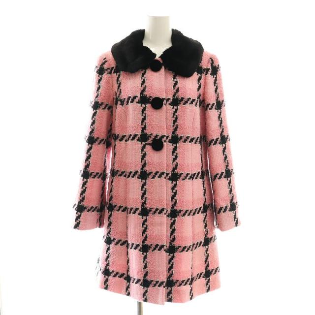 中古】エムズグレイシー M'S GRACY ファー付きツイードコート 2WAY