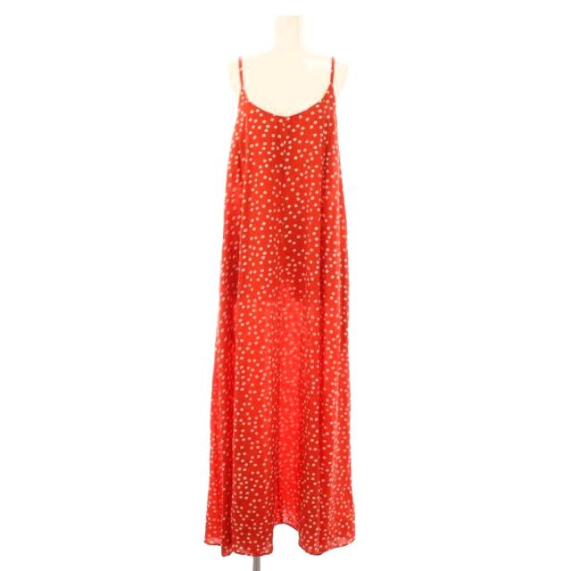 【中古】ヌキテパ 23SS DOT PRINT STRAP DRESS キャミワンピース ロング ドット 水玉 S レッド ホワイト レディース