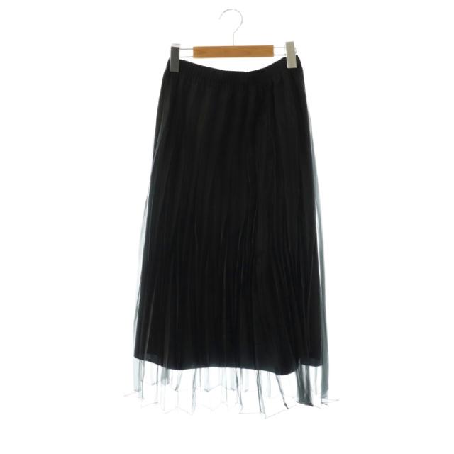 【中古】ステラシフォン STELLA CIFFON チュールプリーツフレアスカート ロング 36 黒 /NR ■OS レディース