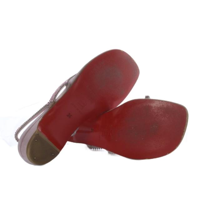 【中古】クリスチャンルブタン Christian louboutin トングサンダル フラット ラインストーン スエード 34 パープル 中古】クリスチャンルブタン Christian louboutin トングサンダル