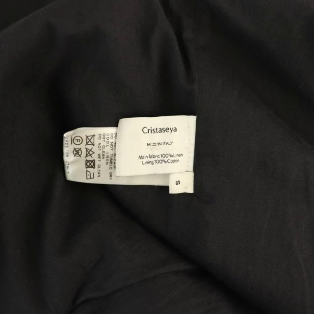 【中古】クリスタセヤ リネンシングルジャケット テーラード 2B チェック S ライトベージュ ブラック 中古】クリスタセヤ リネンシングルジャケット テーラード 2B チェック