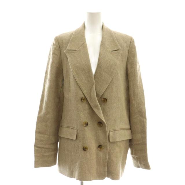 【中古】ハー HER リネンジャケット テーラード ダブル 1 S ベージュ /AT ■OS レディース