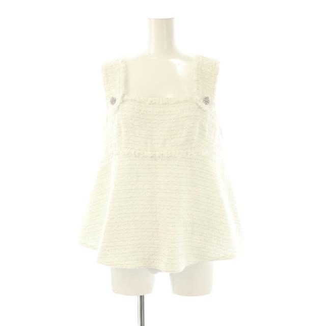 【中古】ルネ Rene 24年 ツイード ノースリーブプルオーバー カットソー 36 白 /NR ■OS レディース