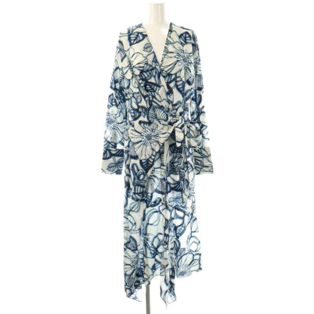 【中古】クリスチャン ワイナンツ christian wijnants シルク 花柄 カシュクール ワンピース ロング 34 ブルー /HK