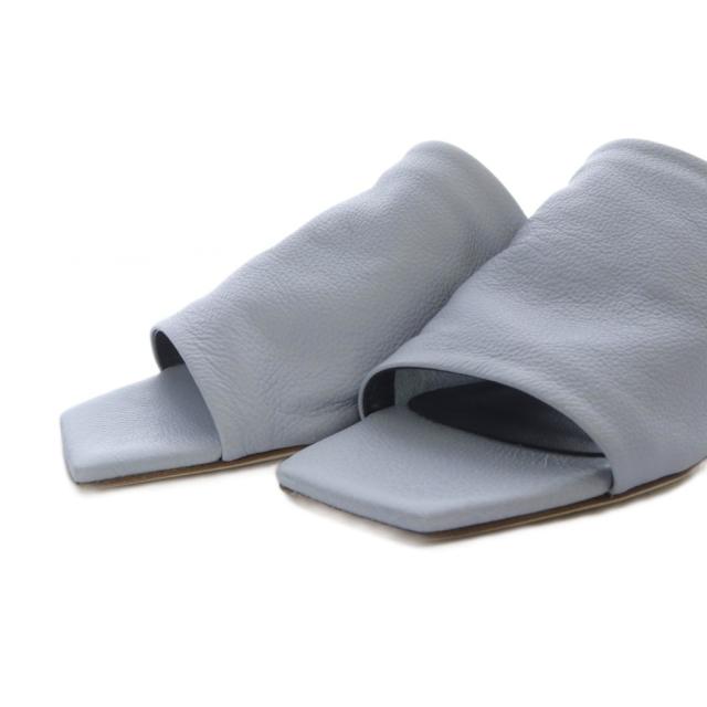 新品未使用 FABIO RUSCONI　 レザー　サンダル　サイズ36(22.5~23.0㎝)　シルバー① 新品未使用 fabio rusconi ファーレザーコンビサンダル