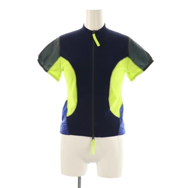 【中古】ナゴンスタンス 25AW mix compact t-shirt プルオーバー カットソー 切替 半袖 M ネイビー イエロー