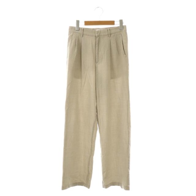 【中古】セヤ Seya. ウールシルクネップパンツ ワイド S ライトグレージュ /HK ■OS レディース